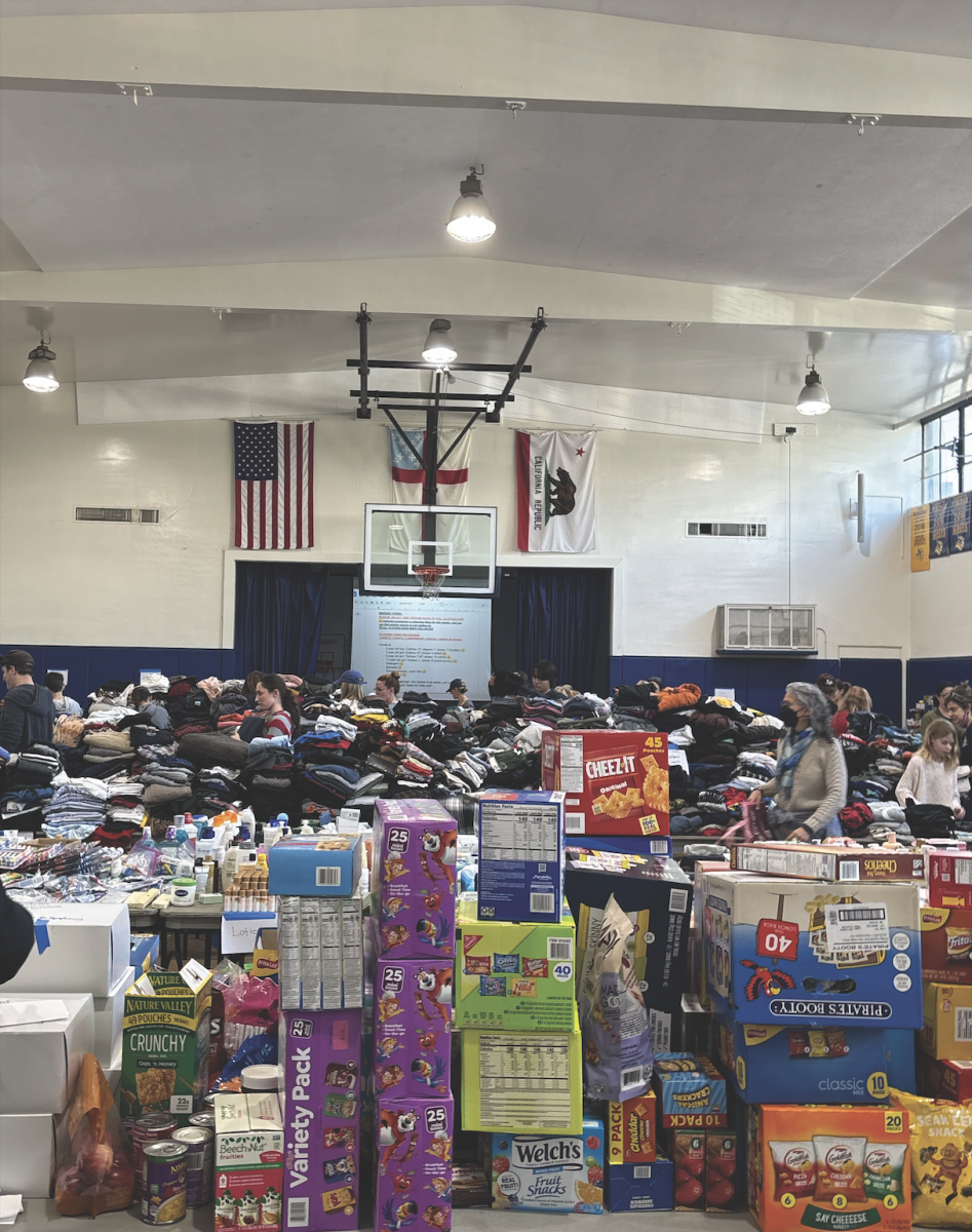 A pop-up donation center at Campbell Hall School.